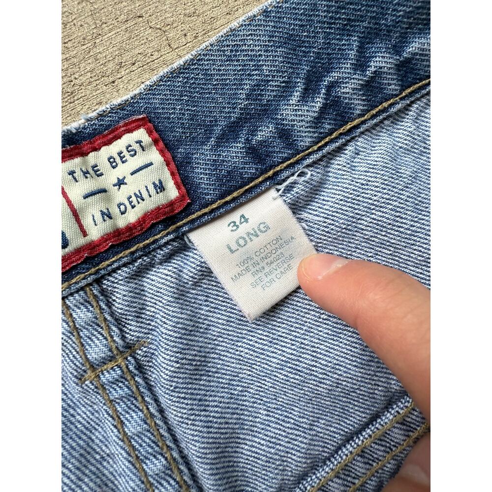 Vintage 90s Baggy Old Navy Blue Jeans Size 34x32 Cargo Denim - Picture 4 of 8